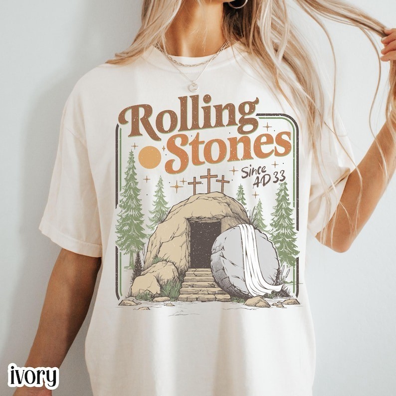 Rolling Christian T-Shirt Easter Clothing Jesus Christ Shirt gallery