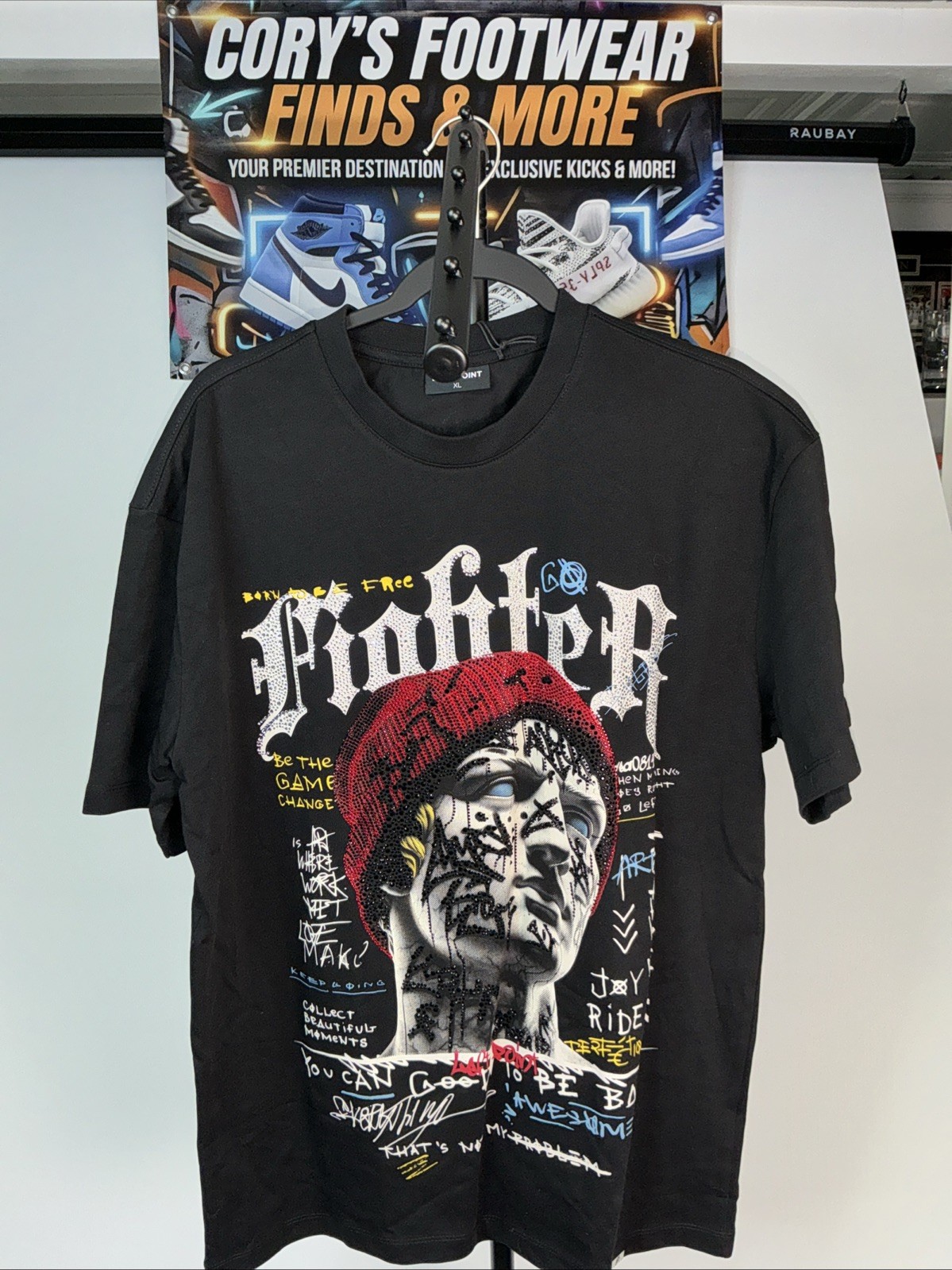 Left Point Italy Black Fighter / Graffiti Men’s T-Shirt Size XL gallery