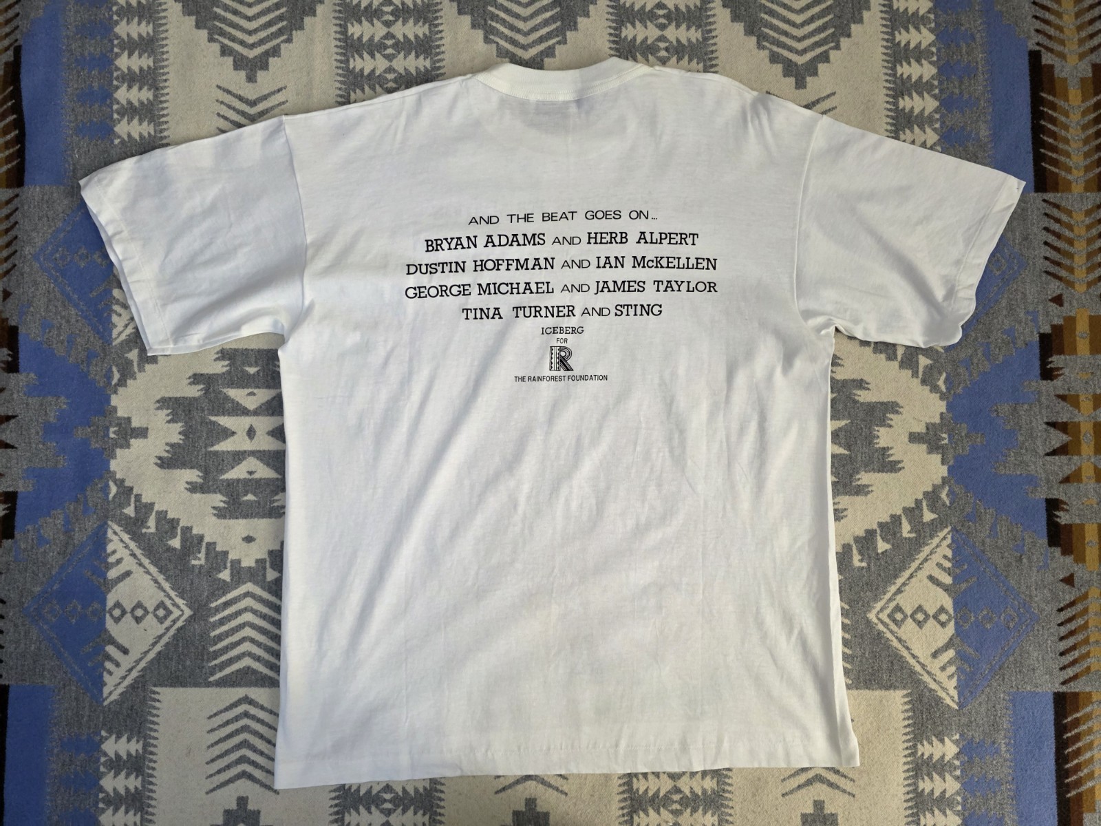 Vintage 90s Iceberg Jeans Promo T-shirt Rainforest Foundation Benefit Concert XL gallery