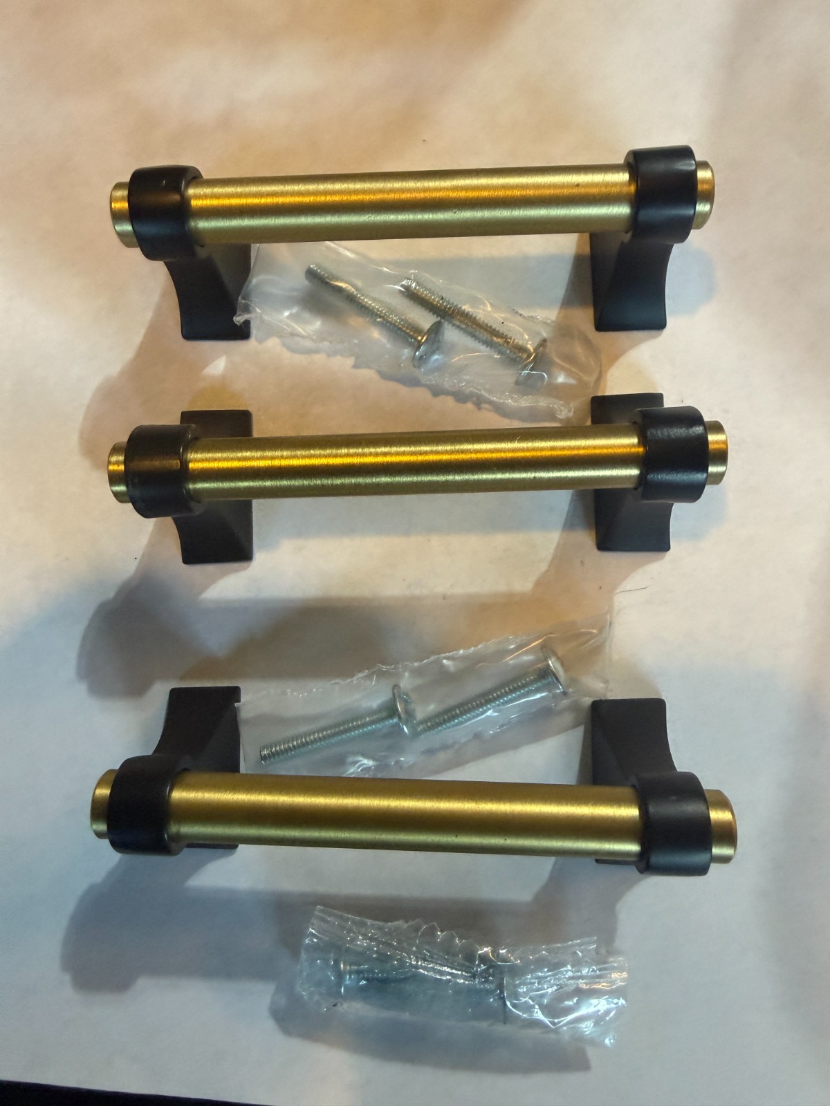 Brass & Black Drawer Pulls with Screws  (YD T-2)