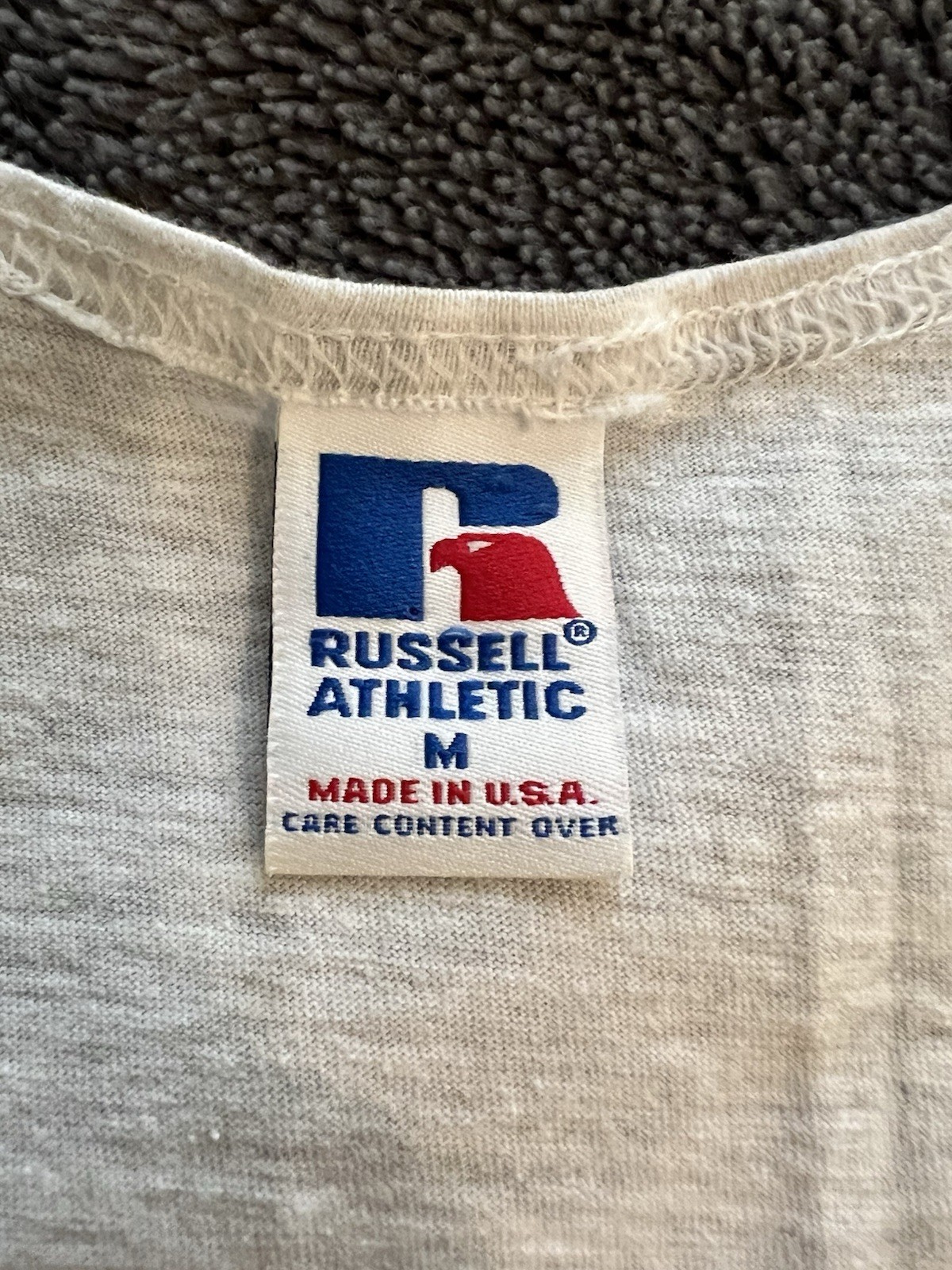 Russell Athletic Vintage 1990s Heather Gray Arch Logo USA Made Tank Top Shirt M gallery