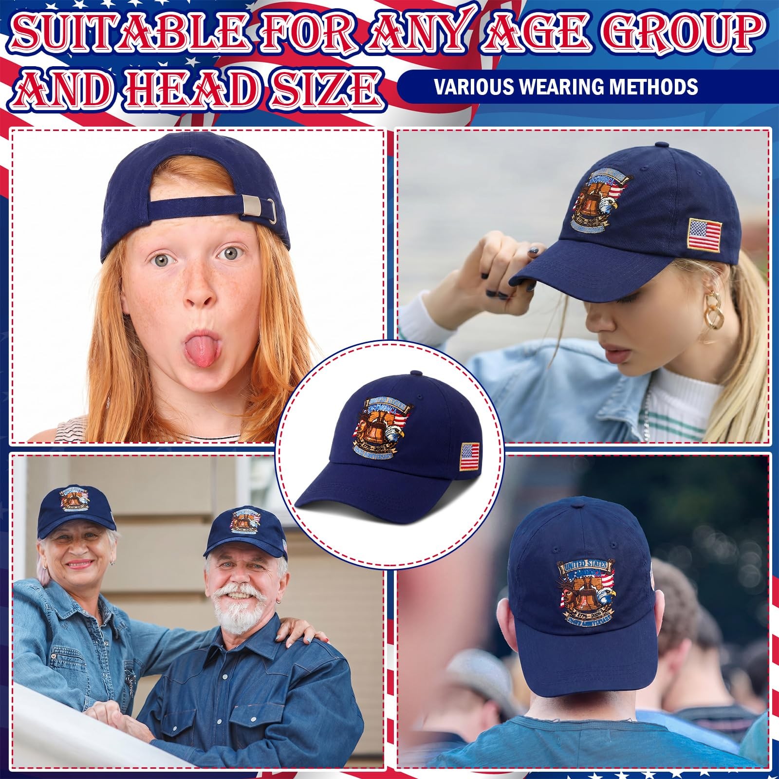 250th Anniversary Hat Adjustable United States Patriotic Hat USA Retro Embroi... gallery