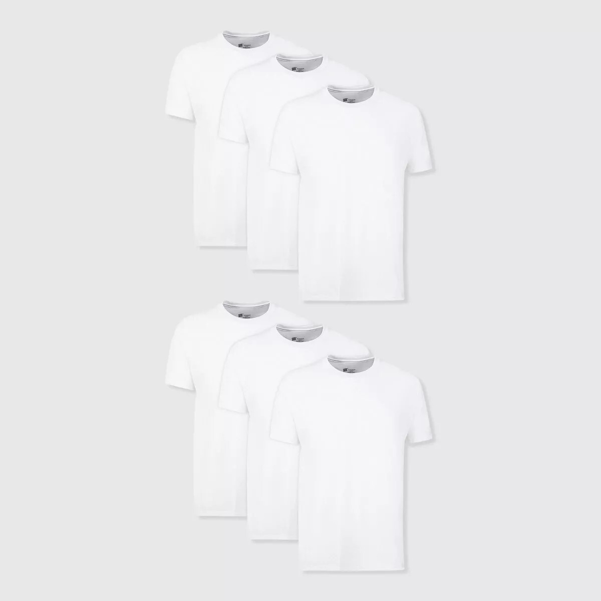 Hanes Mens T-Shirt 6-Pack White Size L Cotton Short Sleeve Cool Comfort S17