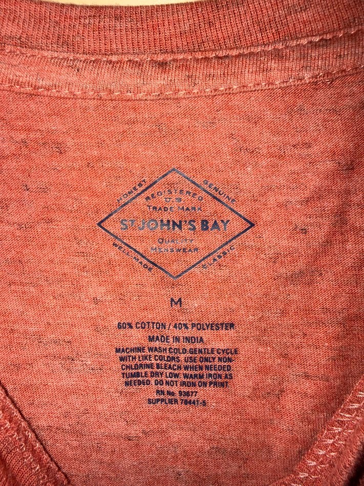 St Johns Bay Mens Medium Red HTR Short Sleeved Crewneck Tshirt With Pocket gallery