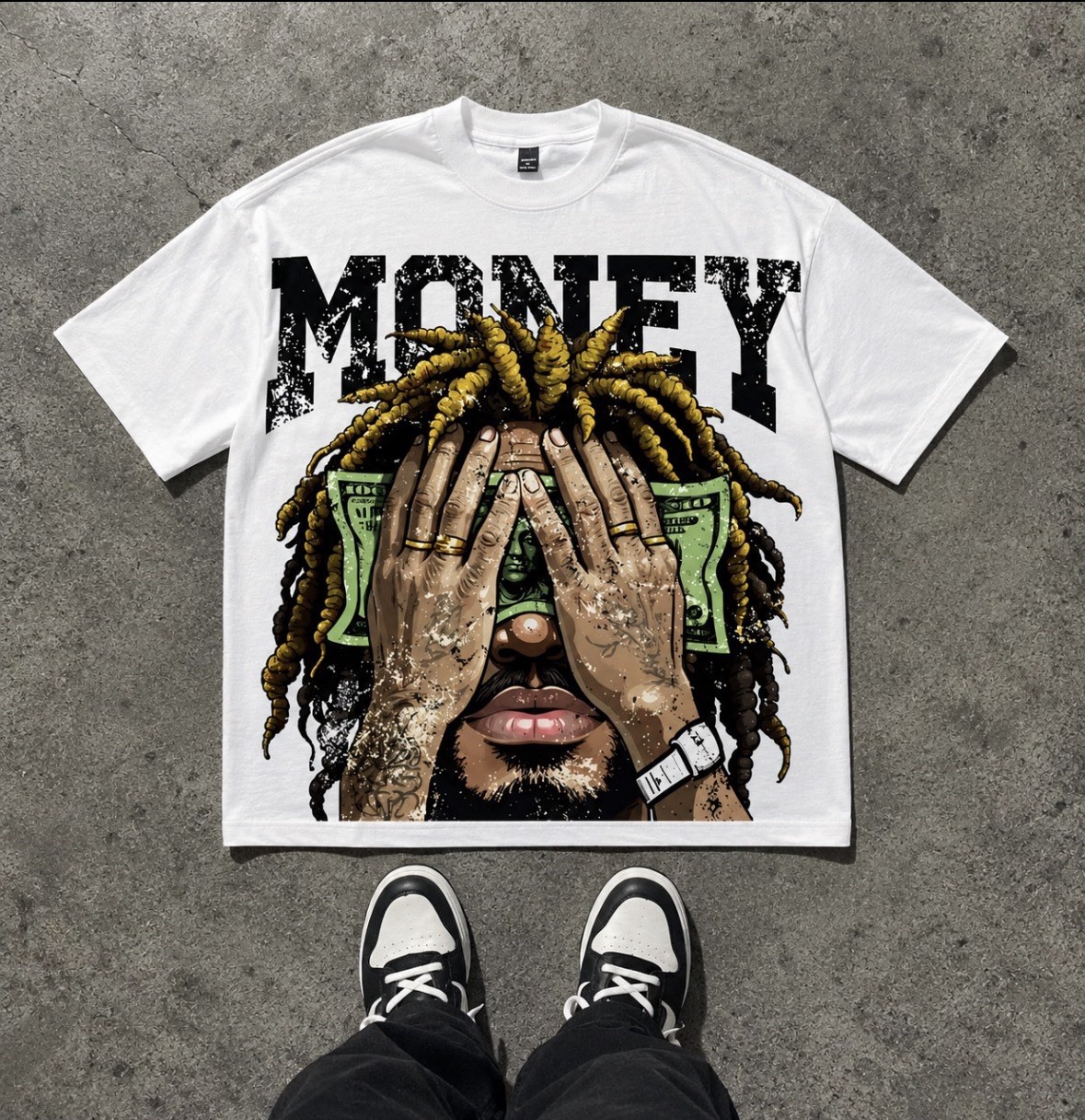 💸 Money Graphic Tee Y2K Streetwear Oversized White T Shirt gallery