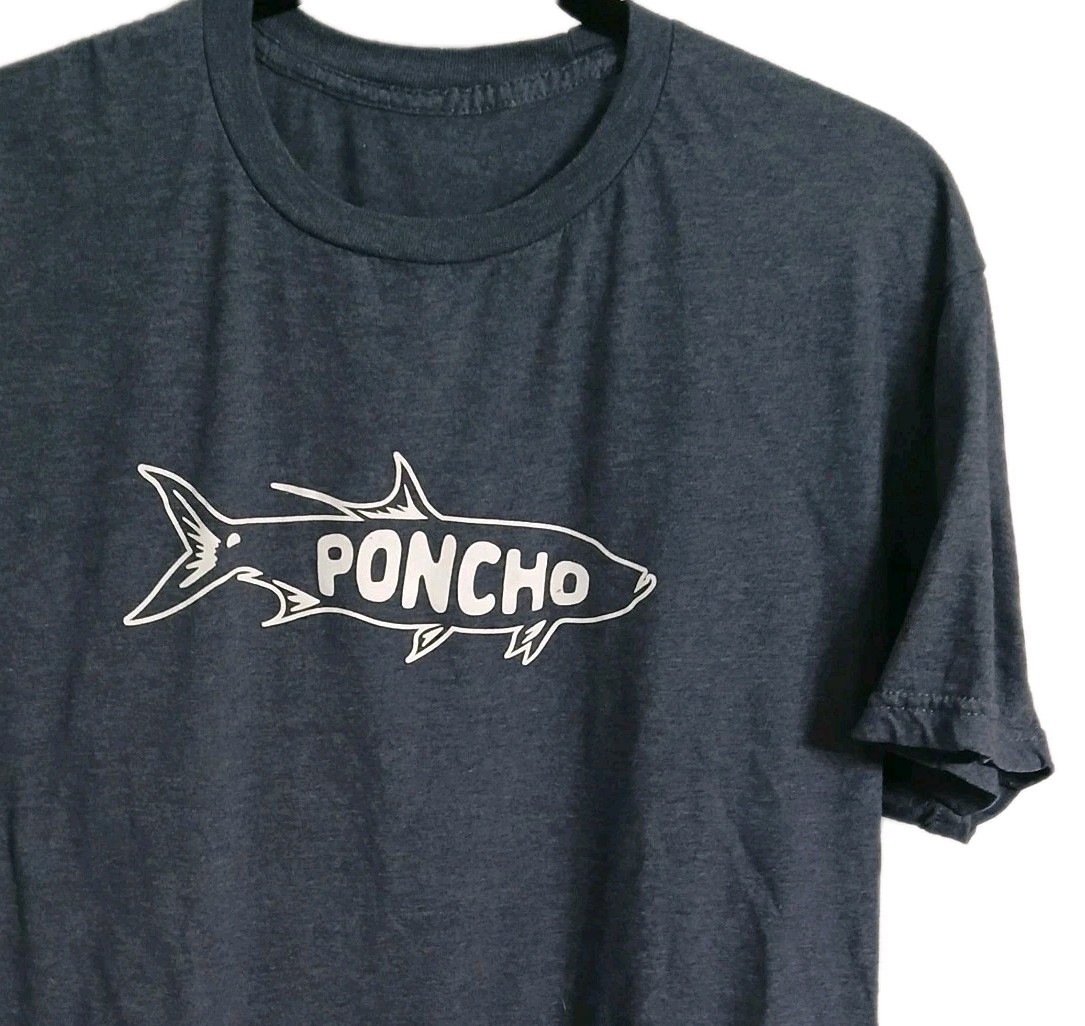 Poncho Outdoors Fishing T-Shirt Mens Med Blue Short Sleeve Cotton Blend Crewneck gallery