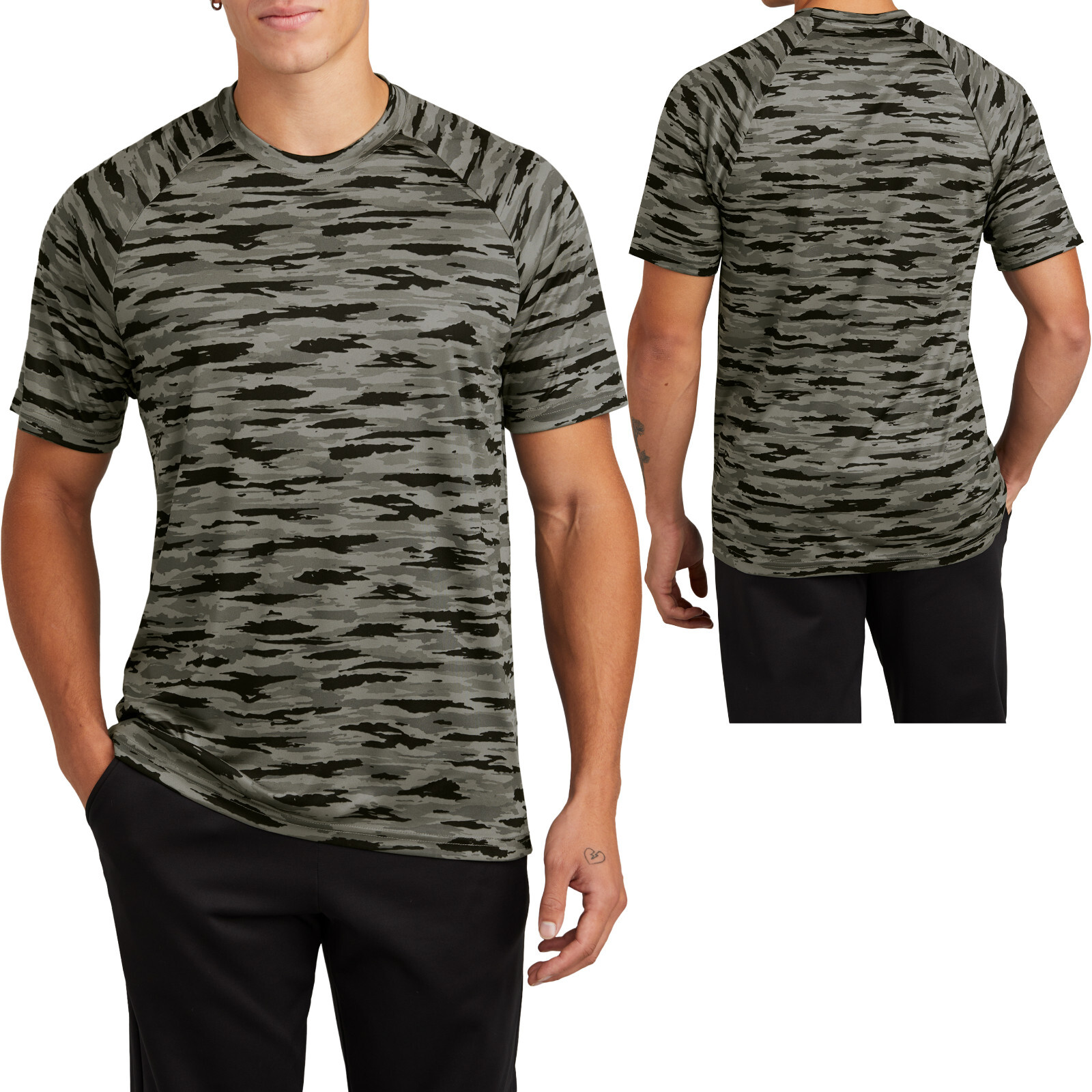 Mens Camo Print Camoflauge UPF 30 Moisture Dri Fit Wicking Tee T-Shirt XS-4XL gallery