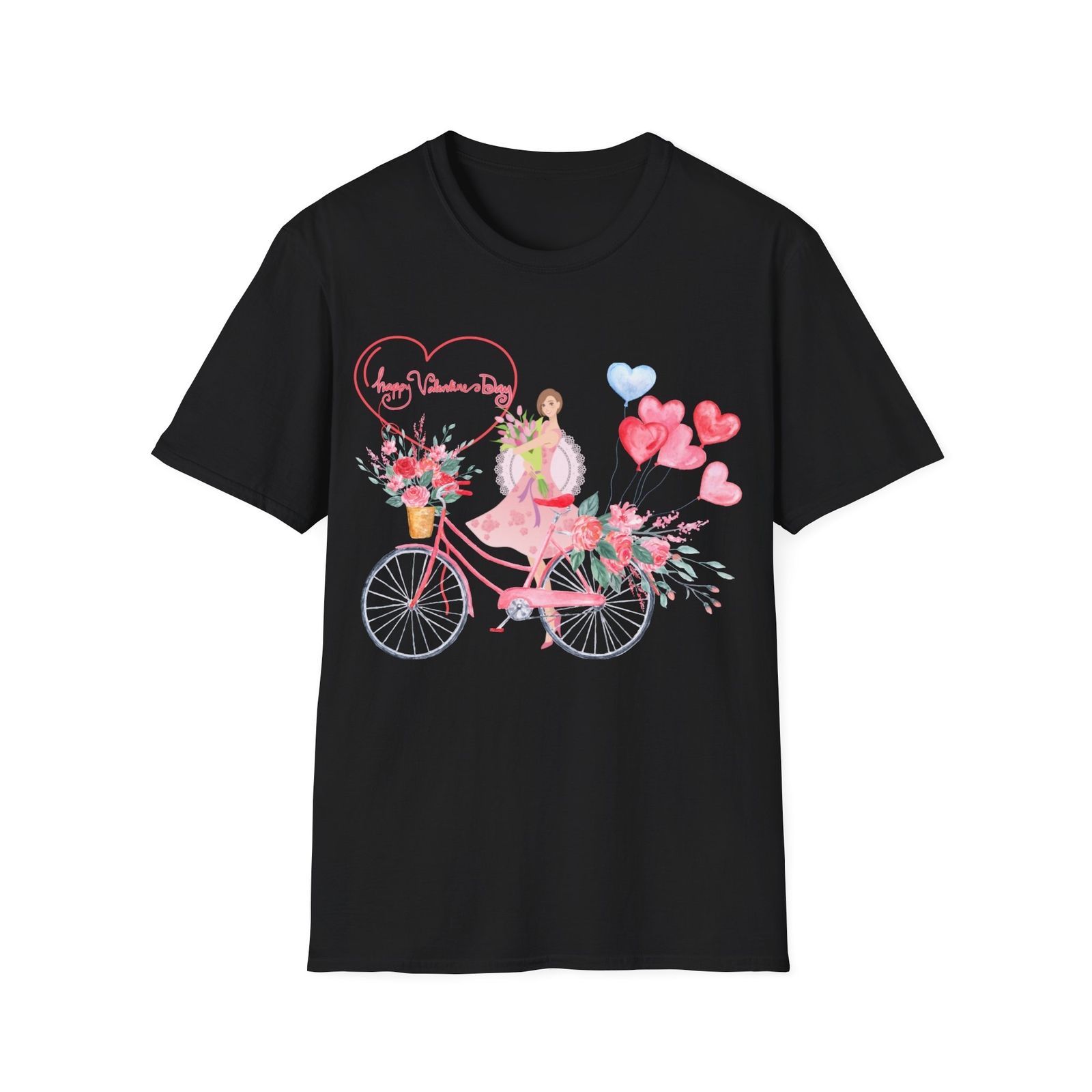 14 February Heart Day Holiday Happy Valentine’s Day T-Shirt, Bicycle Love Gift