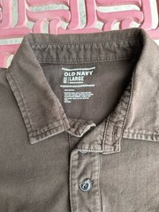 Old Navy Mens Large Medium Brown Pullover 3 Button Long Sleeve Shoulder Strap