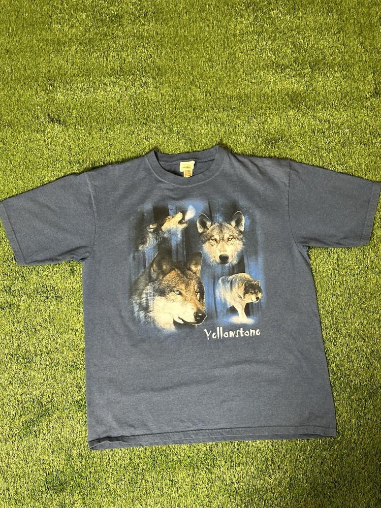 Vintage Eco Mountain Yellowstone Wolf Shirt Size L Mens
