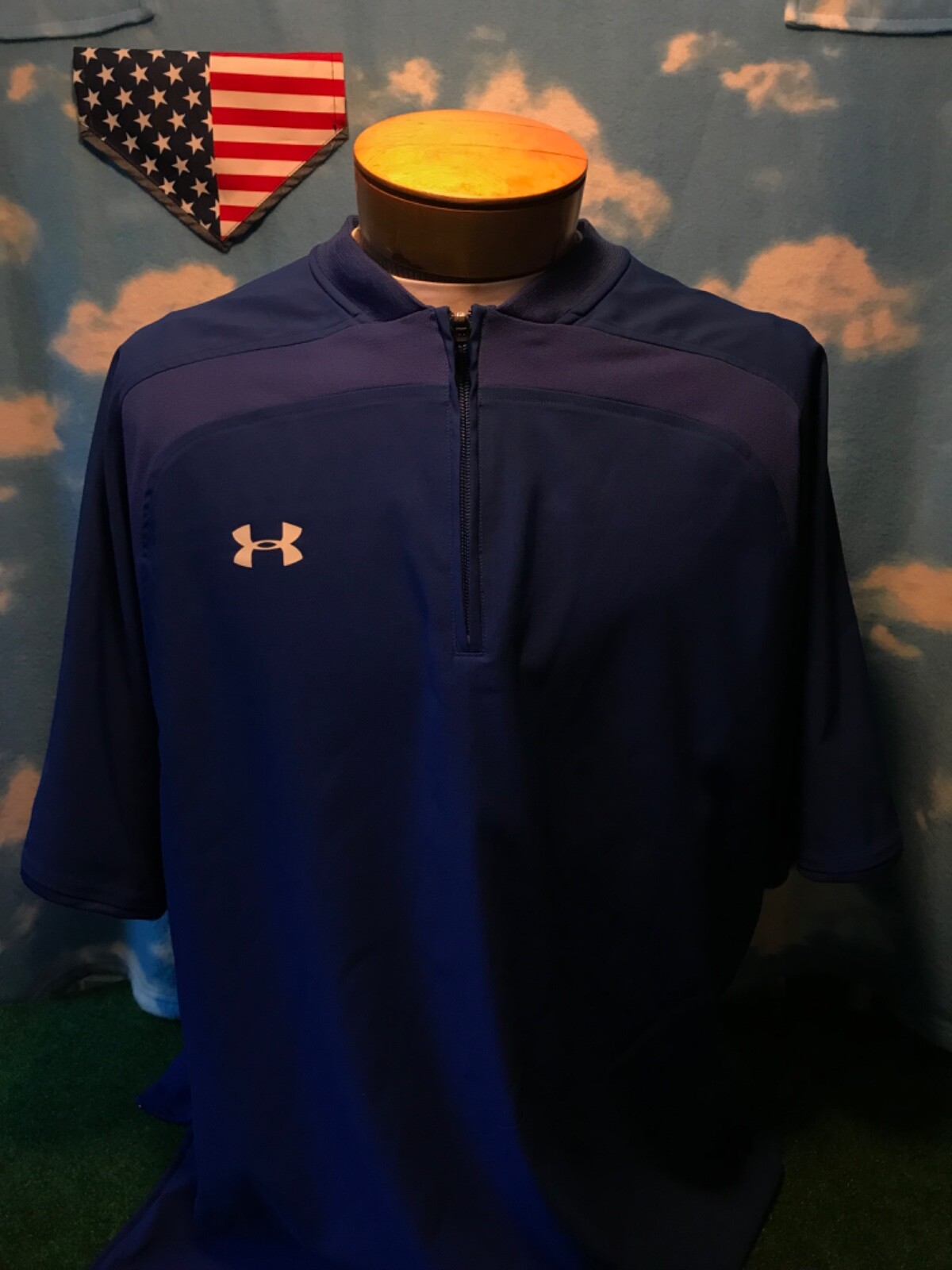 UA under armour hat shirt blue armor 1/4 zip large T-Shirt polyester jacket C11 gallery