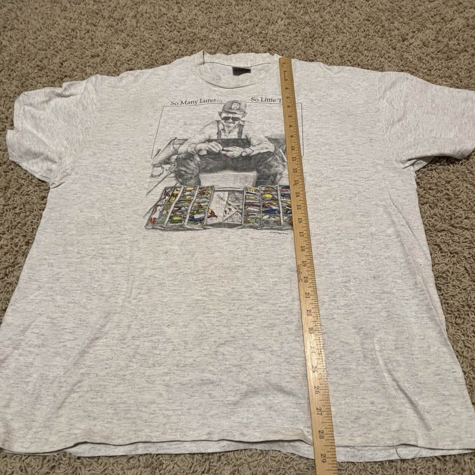 So Many Lures So Little Time Oneita Graphic T Shirt Men's Size XXL Made In USA gallery