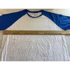 Royal Avalon Mens XL Baseball Tee White Blue Long Sleeve Raglan Cotton Shirt