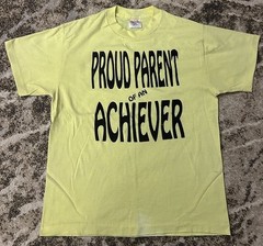 VTG 80s Hef-T Teejays Shirt Proud Parent Of An Achiever L Yellow Single Stitch
