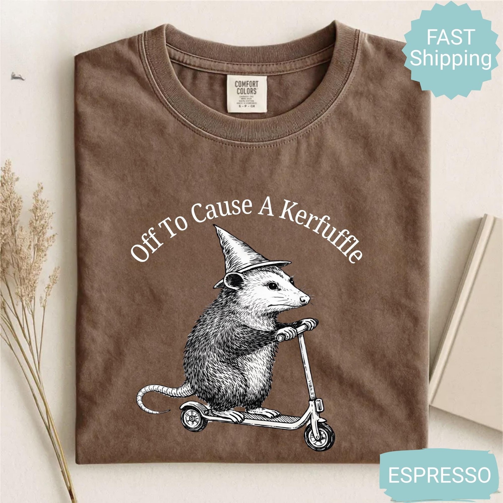 Comfort Colors Off To Cause A Kerfuffle Shirt Funny Opossum Scooter T-Shirt gallery