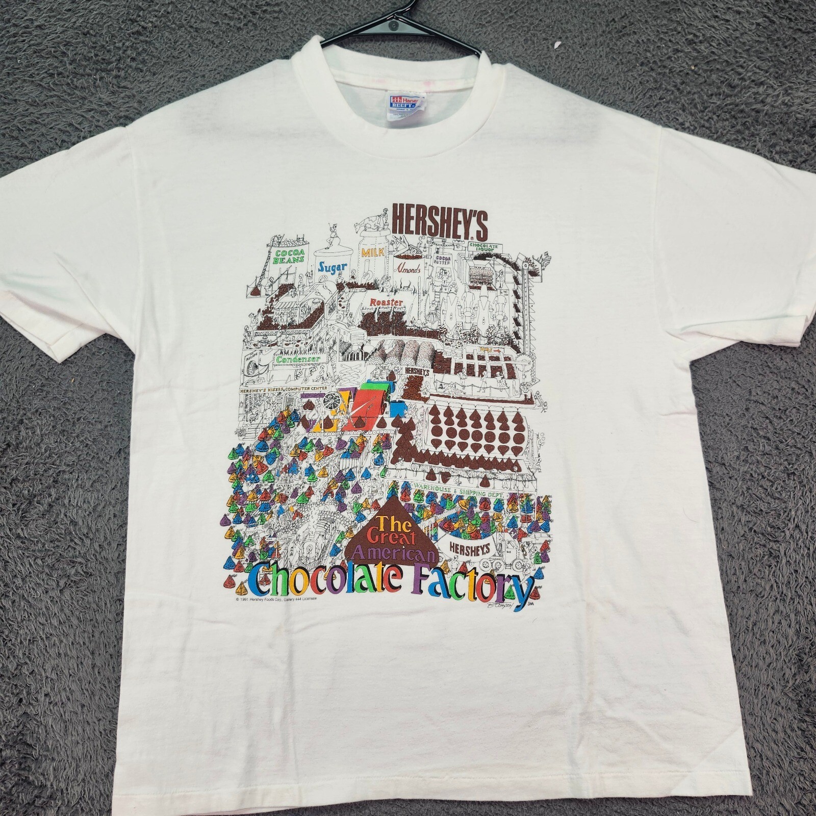 VTG 1991 Hershey’s Chocolate Factory T-Shirt ORIGINAL Sz Lg Statements B Johnson gallery