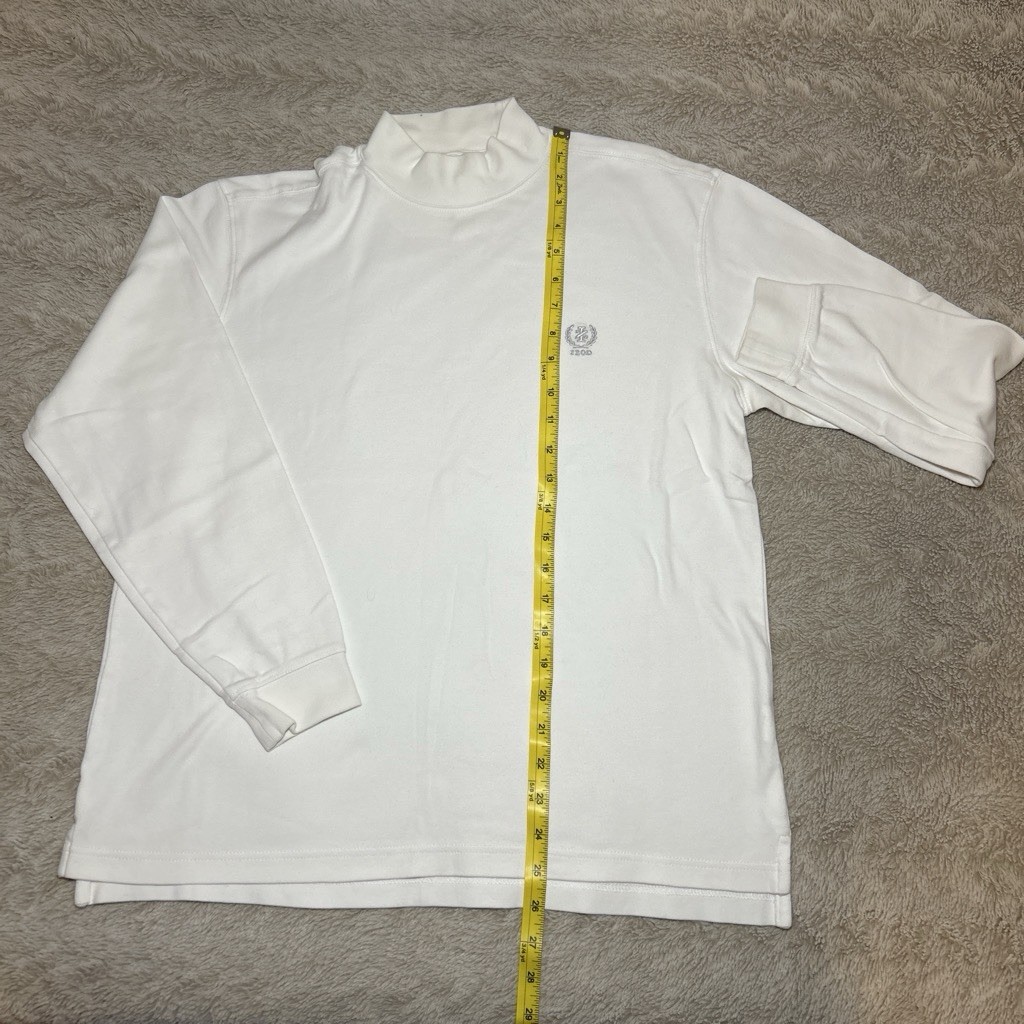 IZOD White Long Sleeve Mock Neck Shirt Mens Size Small 100% Cotton gallery
