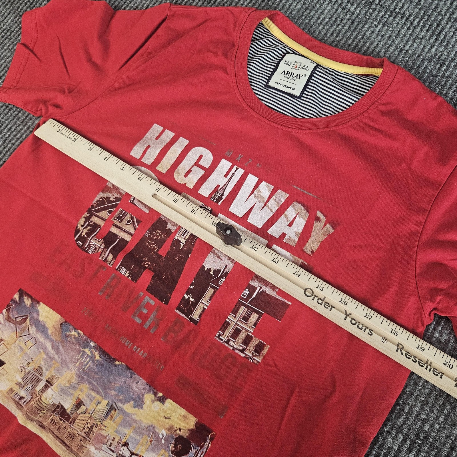 Array Shirt Mens Extra Large Red Highway Gate Graphic T-Shirt Bicycle Cityscape gallery