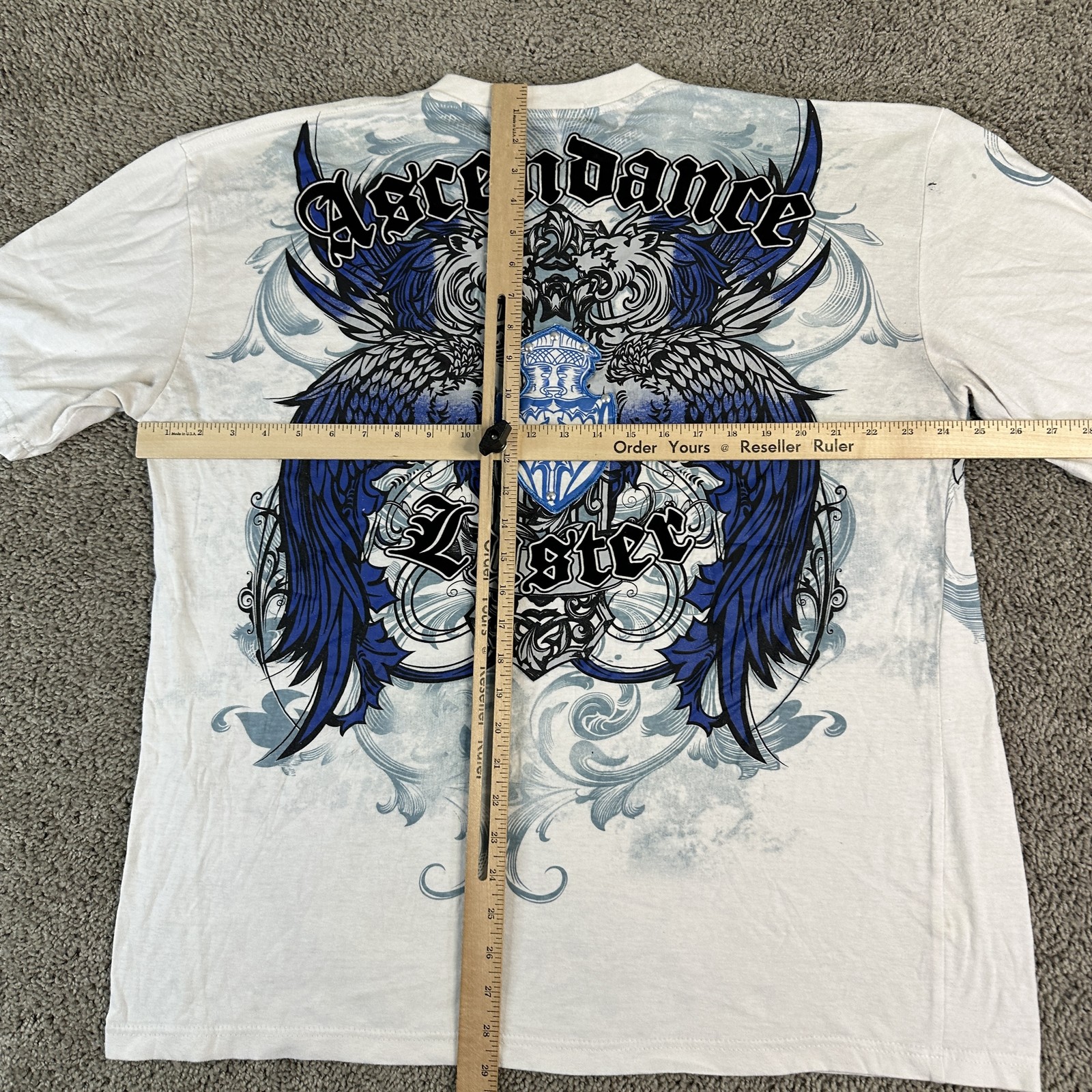 DWNTWN Express Shirt Mens Large White Blue Graphic Ascendance Luster Tattoo Tee gallery