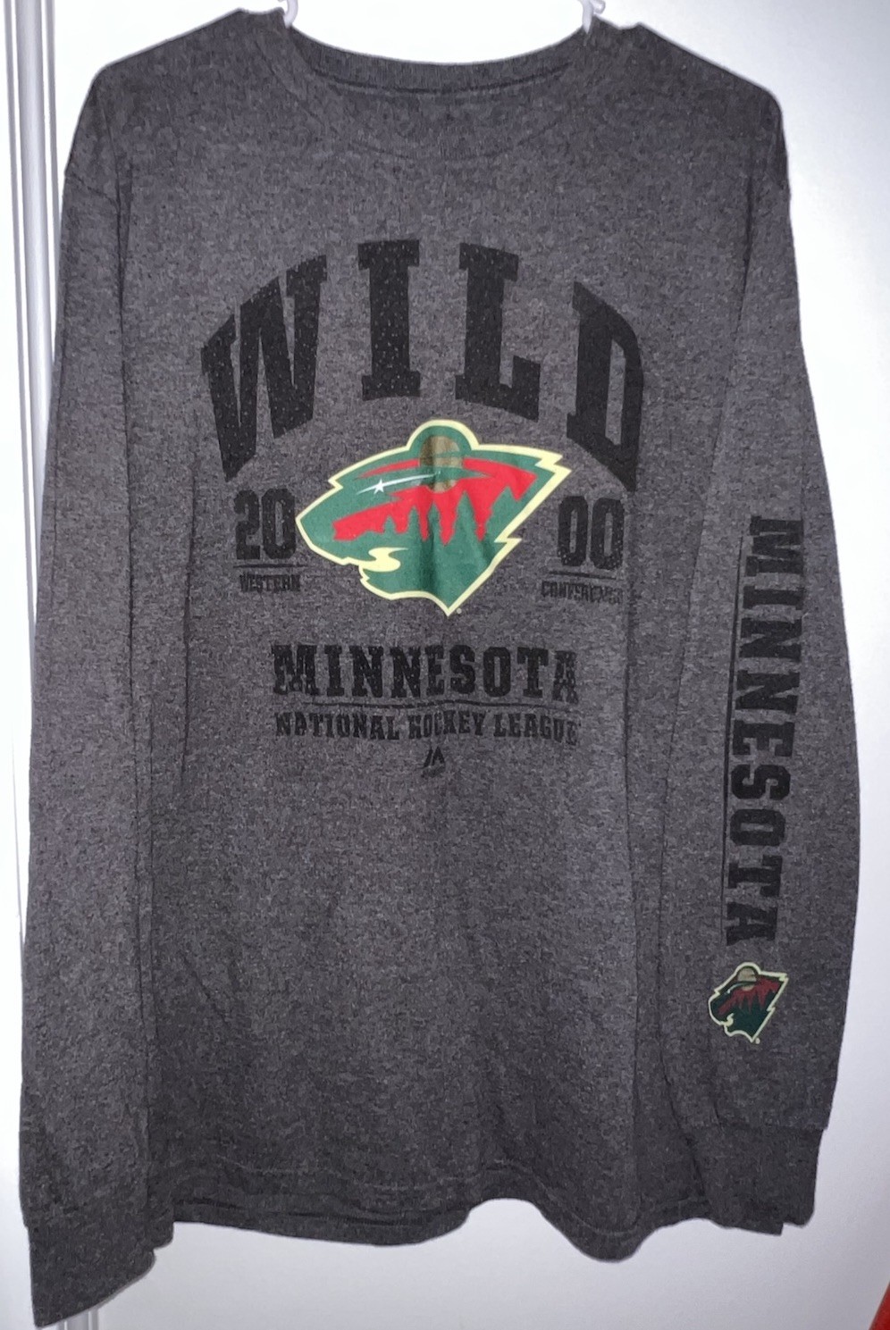 Vintage NHL Minnesota Wild Hockey Tee Shirt Mens XL Gray Majestic gallery
