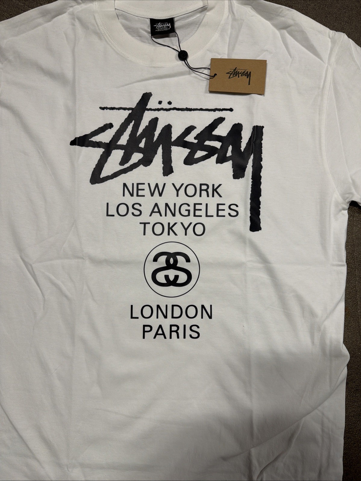 Stussy Shirt World Tour Tee Tshirt White Size XL NWT Double Sided Streetwear gallery