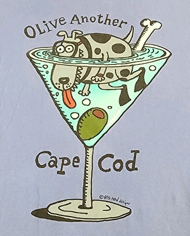 VINTAGE Cape Cod Shirt Mens Extra Large Big Hed Designs Dog Martini MA Adult A45 gallery