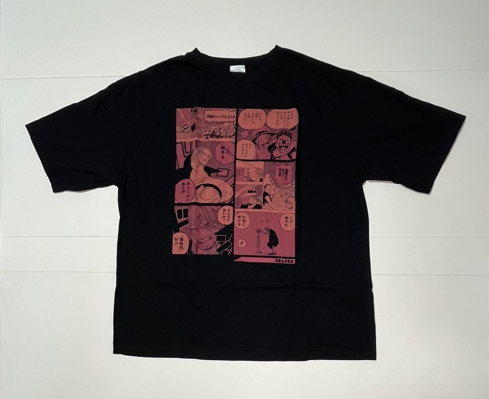 Rare Official ONE PIECE Shanks Manga Scene Tee Black Big Size Anime Collectible gallery