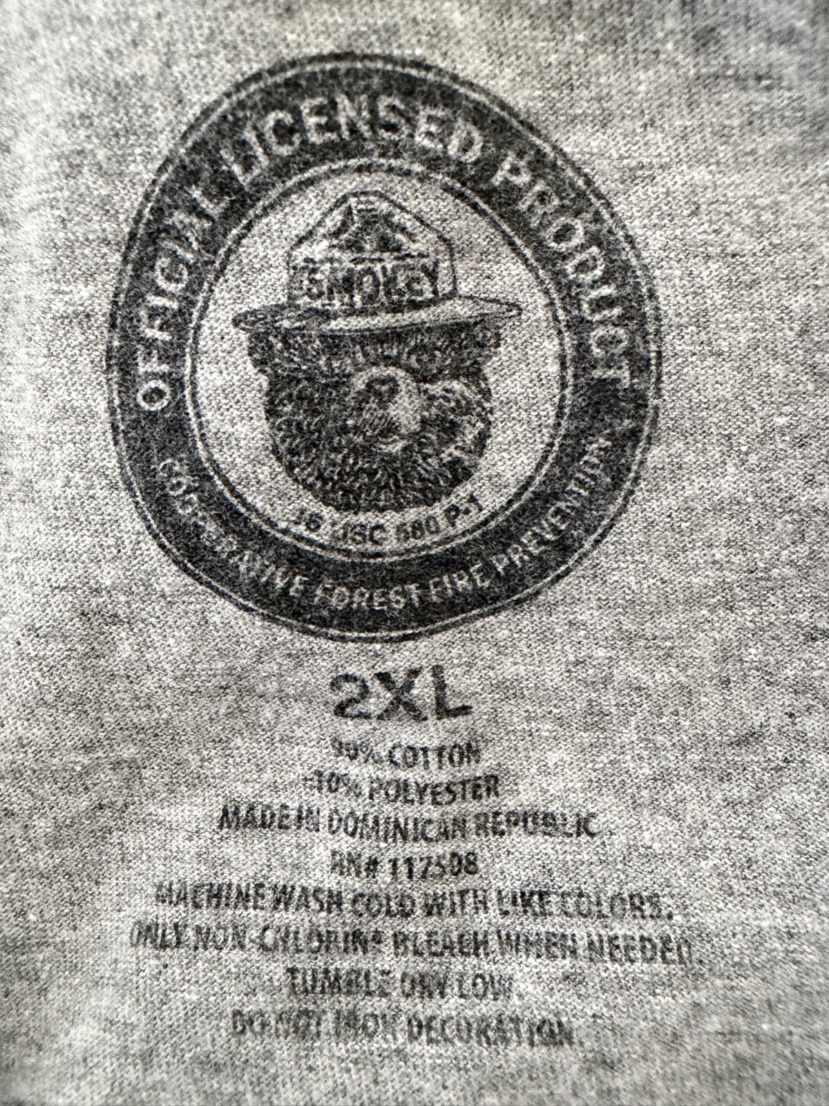 Smokey The Bear ONLY YOU Forest Fire Prevention T-Shirt Gray Short Sleeve 2XL gallery
