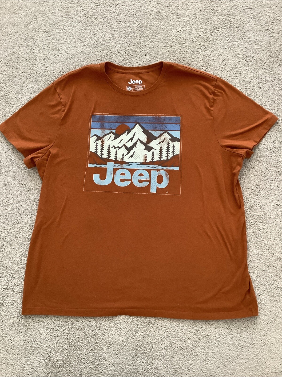 Vintage Jeep Mountain Logo Burnt Orange Mens T-Shirt XXL 4x4 Wrangler Offroad gallery