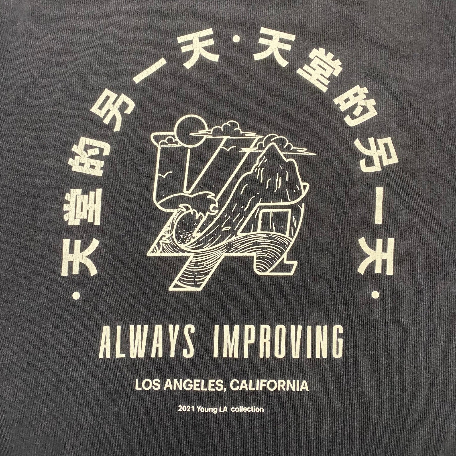 YoungLA 449 Washed Drip Tee Shirt Men's Small Always Improving Gym Rare gallery