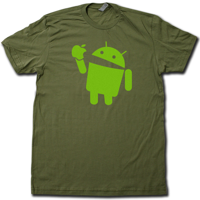 Android Eats Apple Super Soft Cotton T-Shirt FUNNY & Nerdy computer geek TSHIRT! gallery