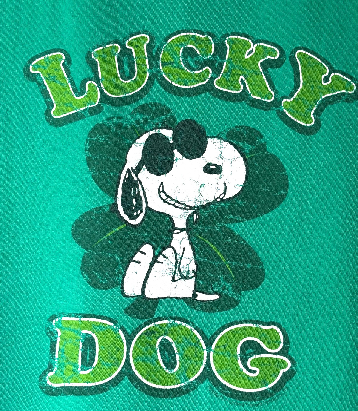 VTG Y2K Peanuts Snoopy Lucky Dog Clover Irish Short Sleeve Tee Shirt Adult 2XL gallery