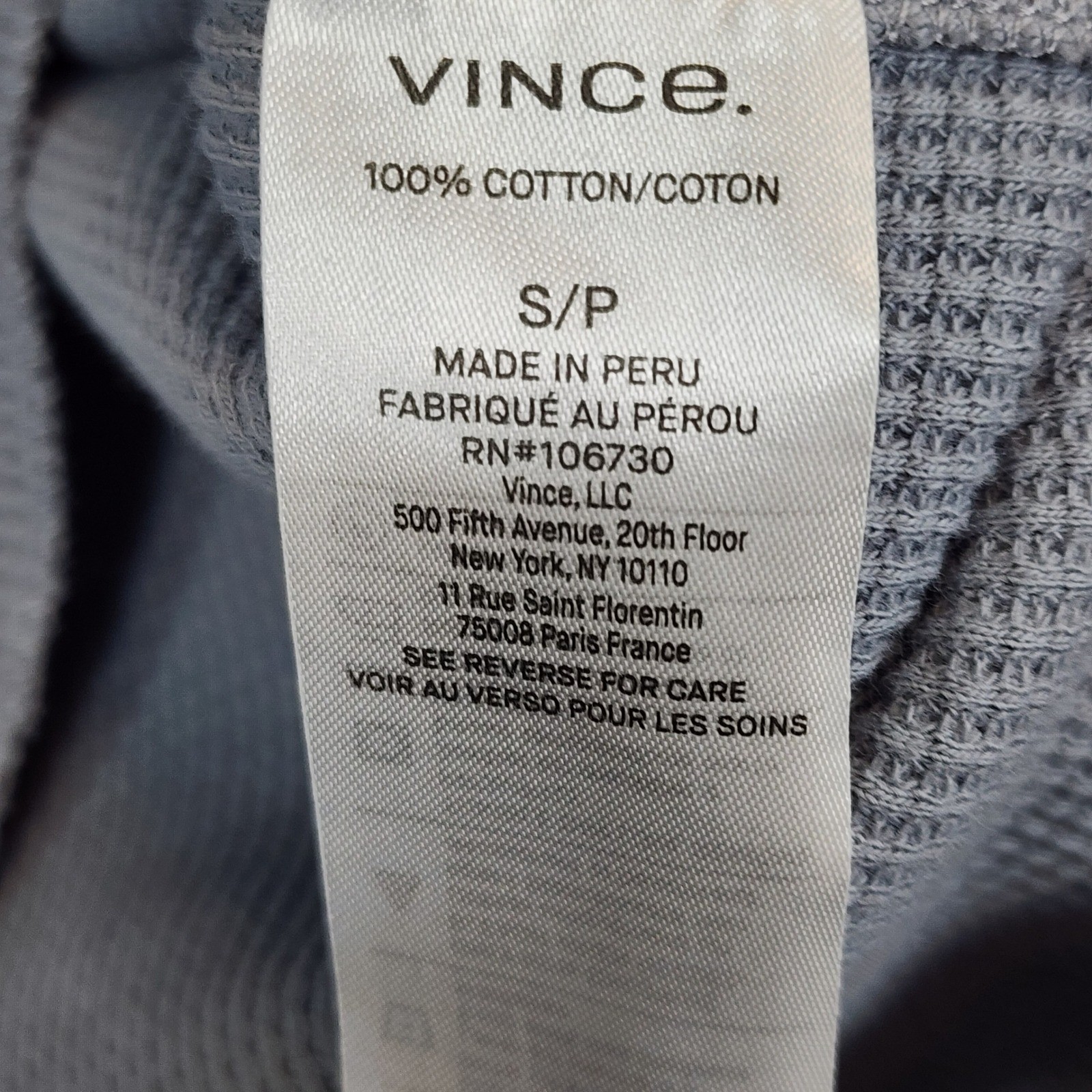 Vince Men's Quiet Luxury Minimalist Waffle Thermal Sweatshirt Size S NWT gallery