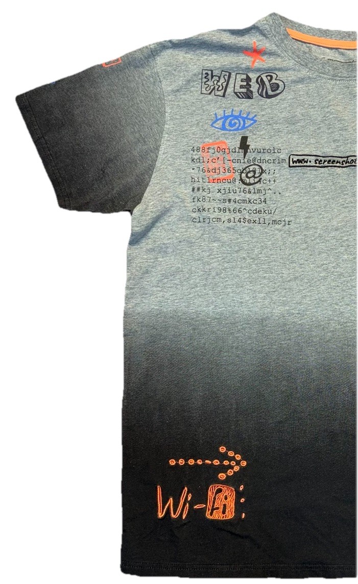 Screenshot Men’s Large Graphic T-shirt Ombré Black/Gray Color Doodle Tee-modern gallery