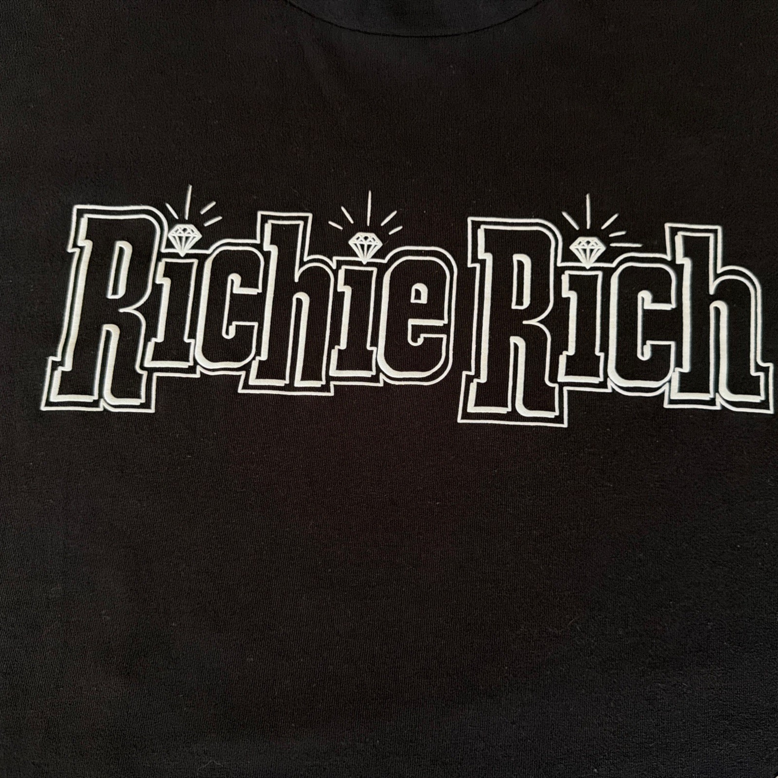 Richie Rich Graphic T Shirt Black Neon Green Piano Print Size L Tee NWT gallery