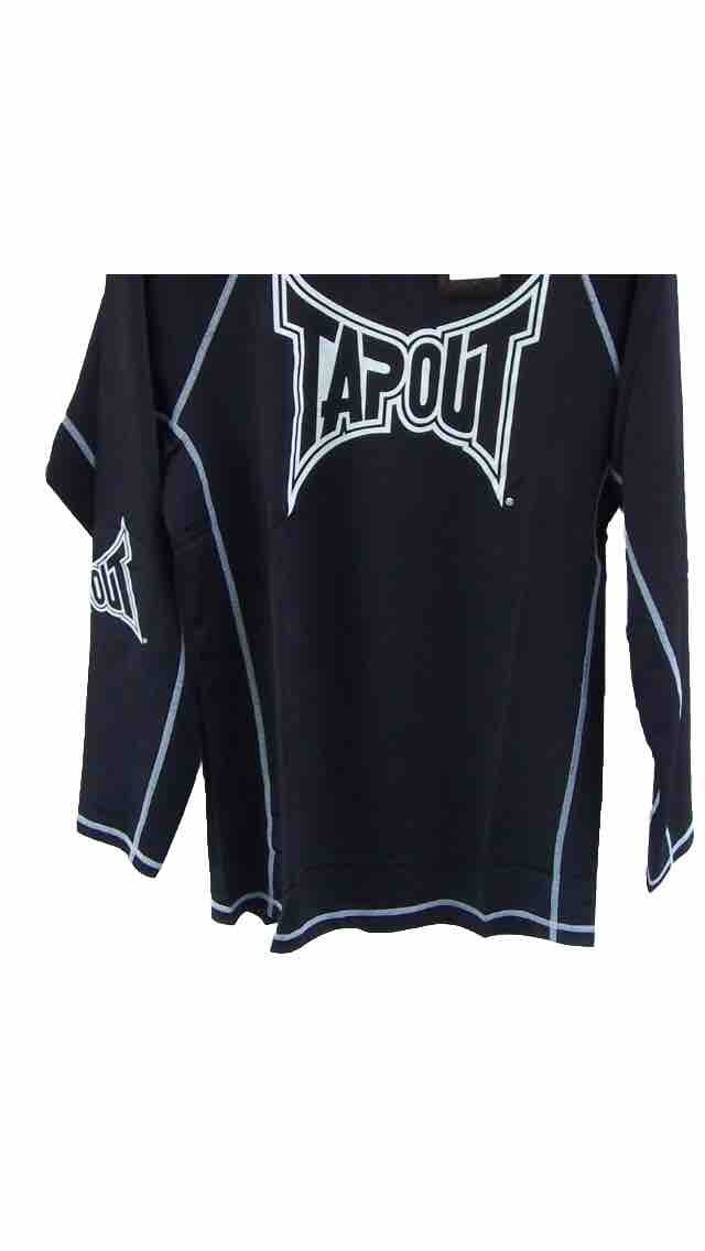 Tapout Shirt Mens Extra large Black/White MMA Long Sleeve Nylon/Spandex w/tags