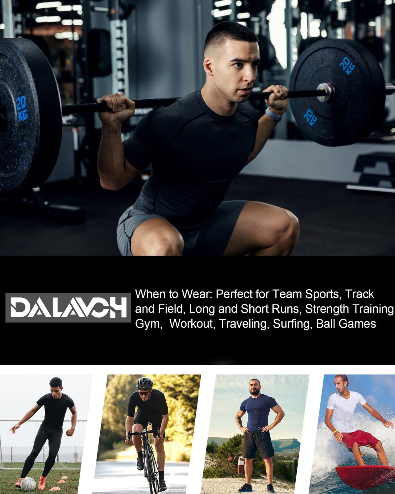 5 Pack Men’s Compression Shirts Short Sleeve Cool Dry Sports Athletic Workout... gallery