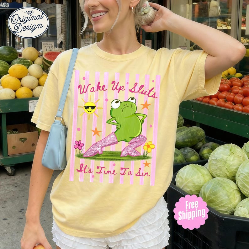 Wake Up Sluts It's Time To Sin Frog Shirt Funny Girls Trip Party Graphic Tee gallery