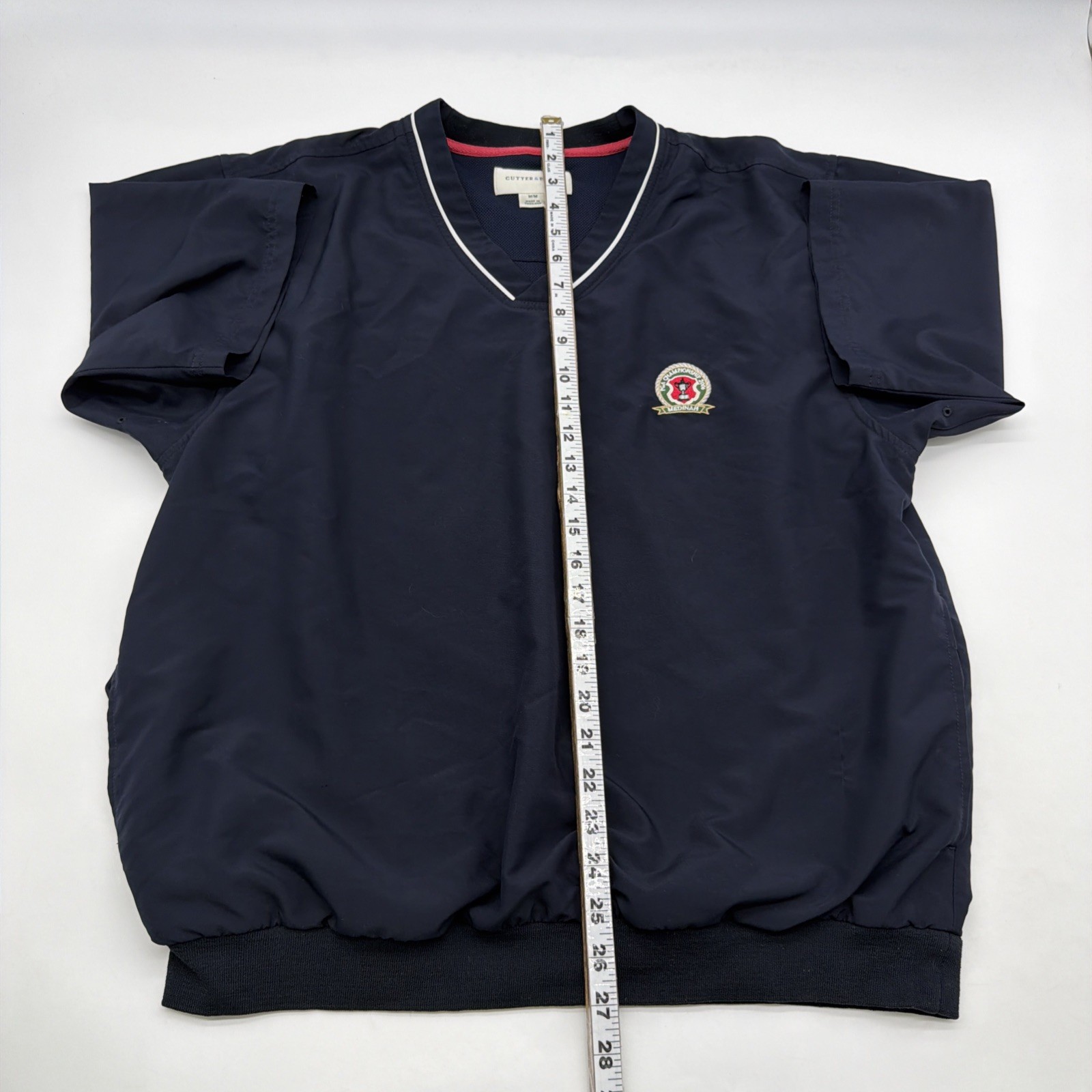 VTG Cutter & Buck Shirt Men M Blue Pockets Logo V-Neck Logo .#44808 gallery