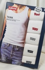 Levi’s 5 Pack Tank Tops MEDIUM White Premium Cotton, Tag-Free Levis SHIPS FREE!