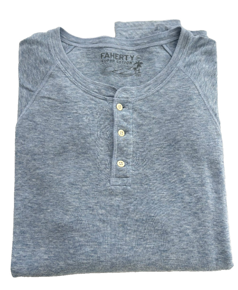 Faherty Cloud Cotton Henley Men’s Sz. XL Light Blue Long Sleeve Shirt!