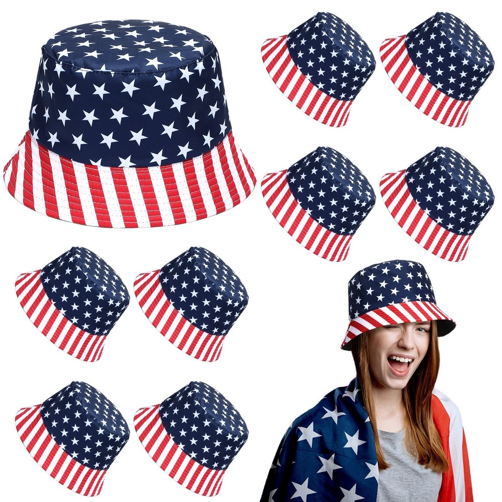 8 Pcs American Flag Bucket Hat 250th Anniversary USA Patriotic Fisherman 4th …