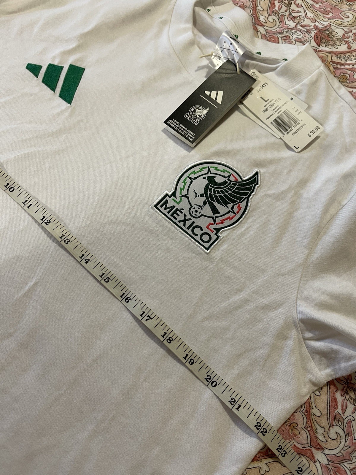 Adidas Large 2026 Mexico Soccer DNA Tee Shirt White Green JZ6471 NWT gallery