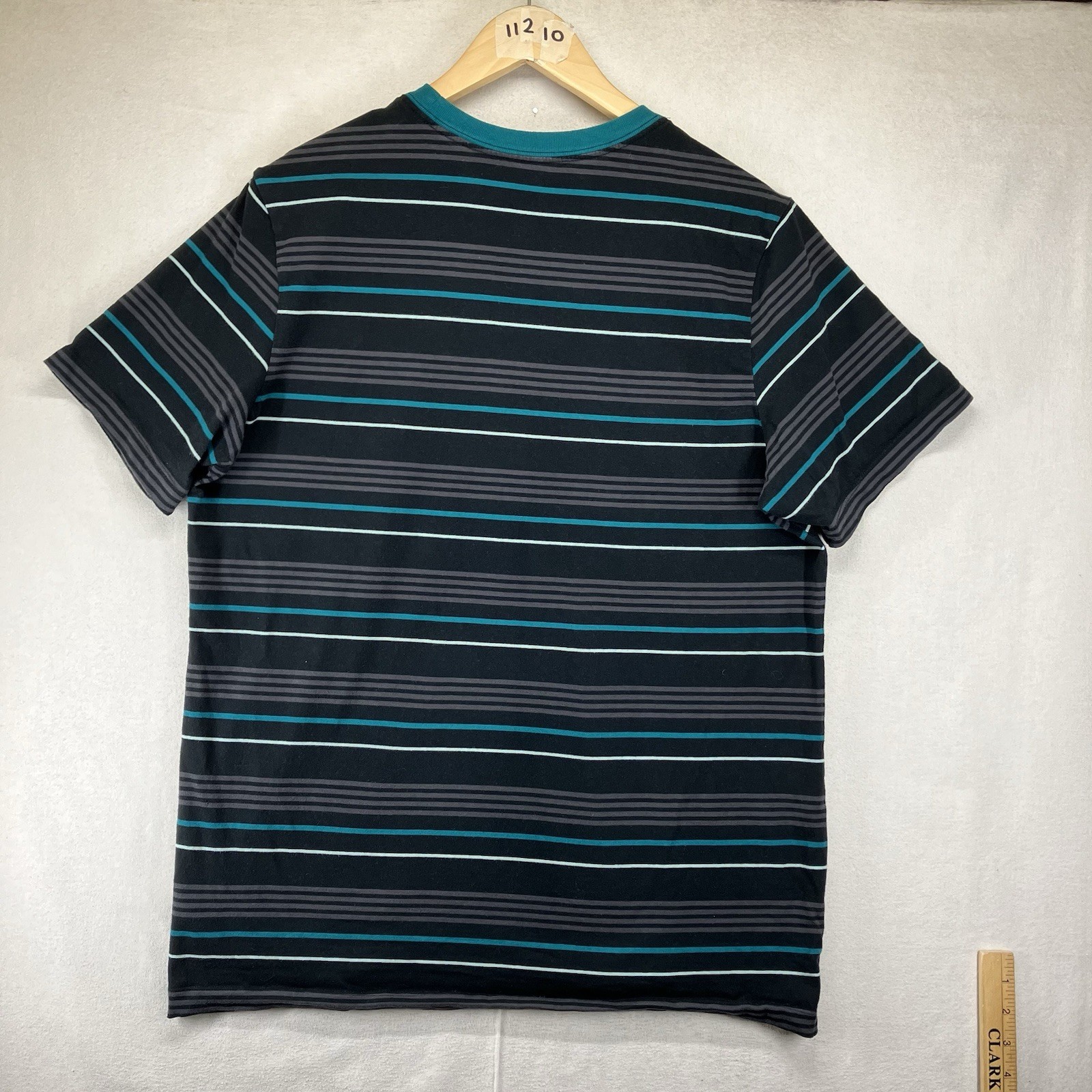 Nike Mens Striped Short Sleeve Ringer T-Shirt Blue Teal Cotton Large FD1358-451 gallery