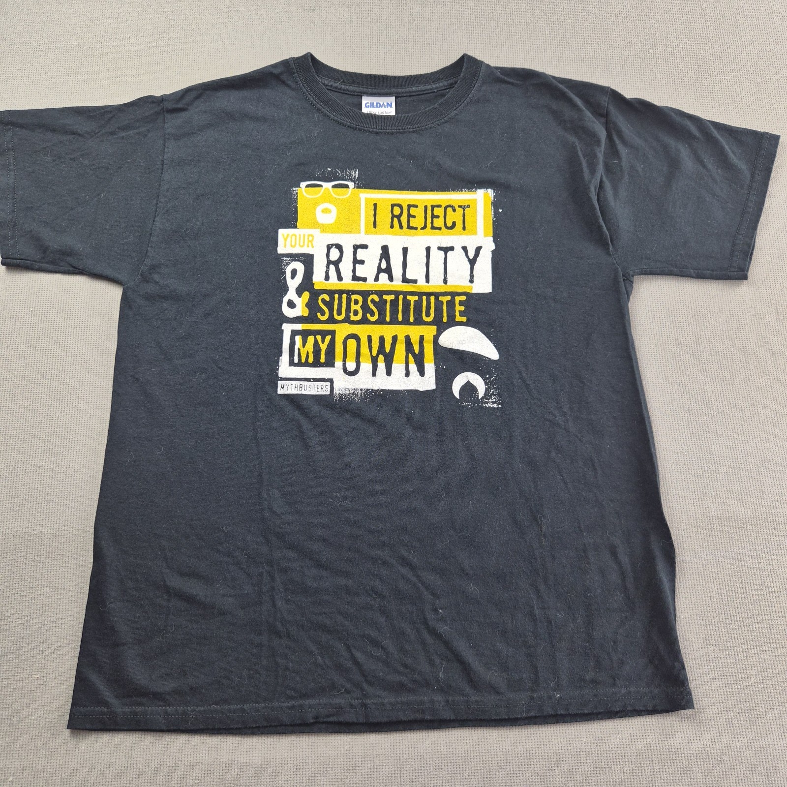 Gildan MythBusters Discovery Channel TV Show T-shirt Unisex XL Black Vintage