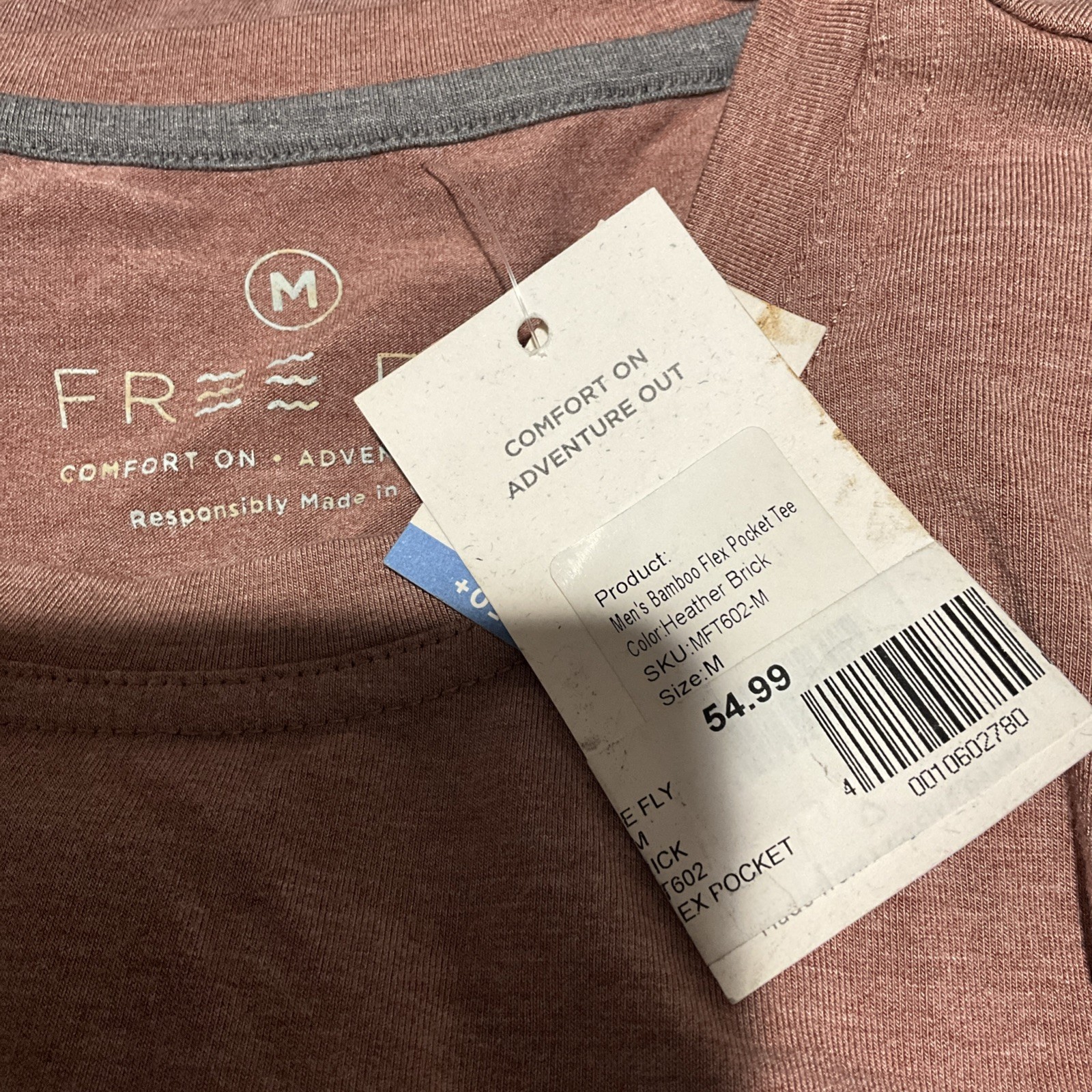 Free Fly Men’s Bamboo Flex Pocket Tee Shirt Heather Brick M gallery