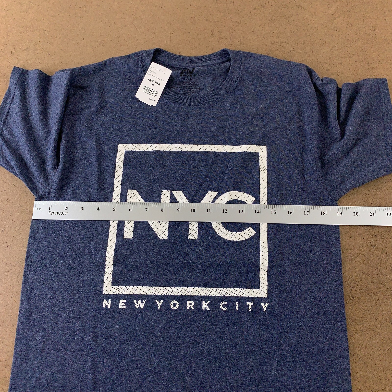 MV Sport Adult Size Medium Navy Heather NYC New York City Graphic T-Shirt NWT gallery