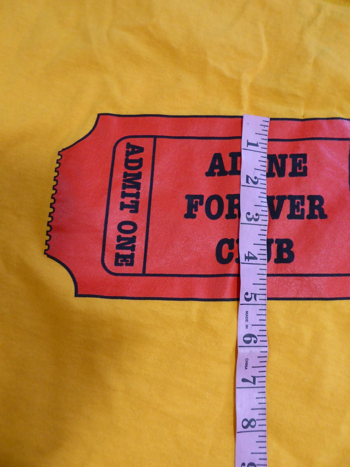 Neon Riot Yellow Admit One Alone Forever Club Yellow T Shirt Cotton Tee Humor M gallery