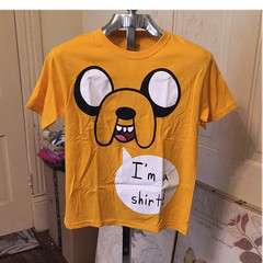 Cartoon Network Adventure Time Jake Yellow Graphic Logo T-Shirt Tagless M 10/12