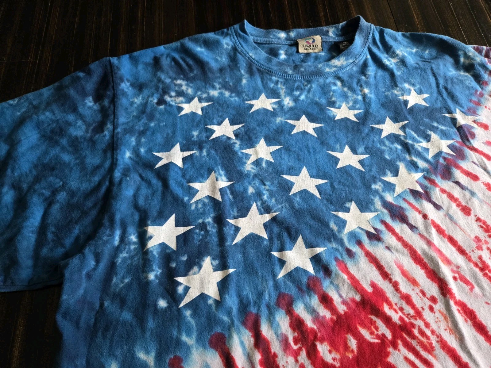 Liquid Blue American Flag Tie Dye USA All Over Print 2XL BIG Red White Blue NWOT gallery